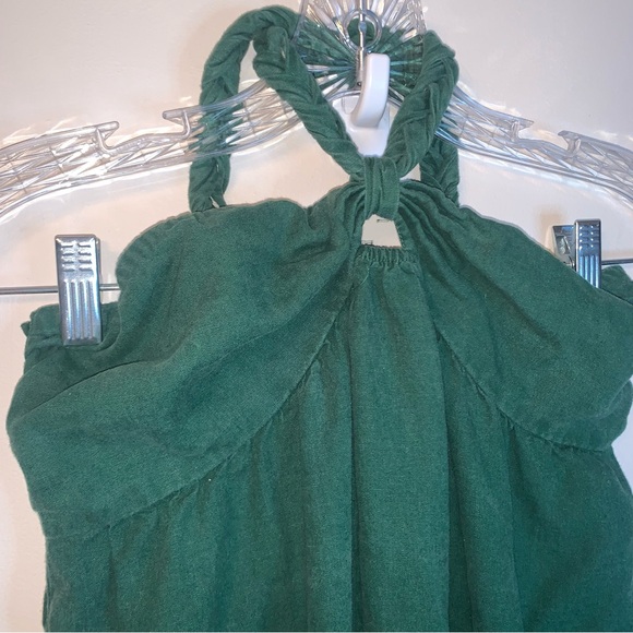 Aerie Braided Tie Knit Halter Neck Maxi Dress Green L - Picture 9 of 11